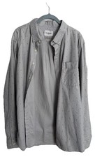 Goodfellow Co Mens Gray Button-Down Shirt Slim Stretch Oxford Long Sleeve XL