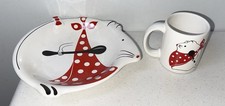 RARE Waechtersbach West Germany Pottery 7.5 Child s Bowl Plate Mouse/mug