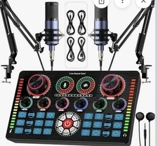 Podcast Equipment Bundle w/Professionl Live Sound Card and Condenser Microphones