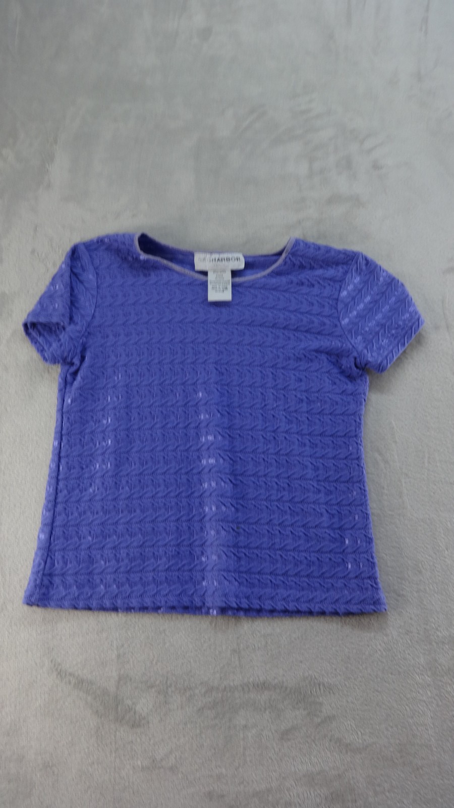 Sag Harbor Blouse Top Womens Small Petite Short Sleeve Purple Casual