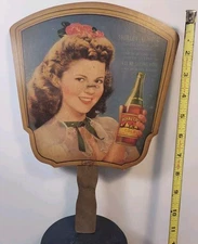 VTG 1950's RC ROYAL CROWN COLA SHIRLEY TEMPLE WESTON MISSOURI HAND FAN SIGN