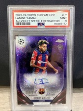 2023-24 Topps Chrome UEFA Lamine Yamal RC Rookie Auto Purple Speckle /299 PSA 9