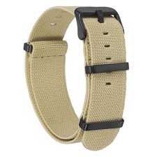 Elastic Nylon Watch Band 22mm Waterproof One Piece Watch Strap, Khaki