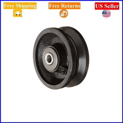 4-Inch Cast Iron V-Groove Wheel, Black, 700 lbs Capacity, Straight Roller