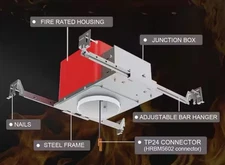 2-Pack Lighting 6 Inch LED Fire Rated Housing Construction Recessed Can, UL F...