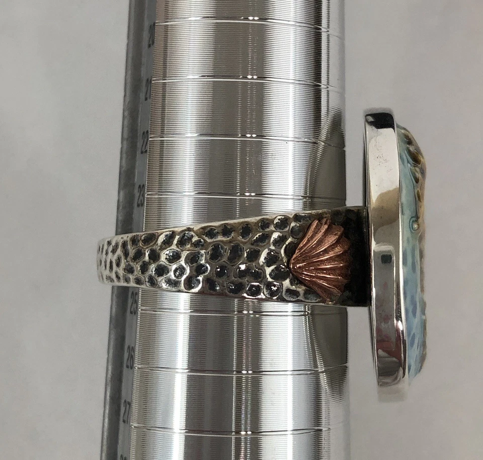 Anillo Amy Kahn Russell AKR Seahorse Shell porcelana plata 925 bronce océano playa Foto 3 de 4