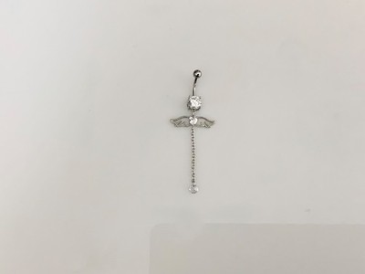 Angel Wings Crystal Heart Dangle Chain Belly Navel Ring Body Jewelry Piercing