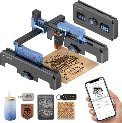 T1-P Laser Engraver 3000Mw, APP Control, Foldable Design with Height Extension a