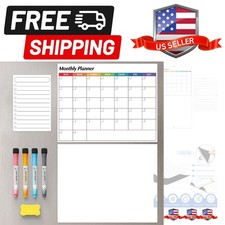 Dry Erase Magnetic Calendar for Refrigerator, 3 Pack- Monthly  Blank  Daily...