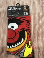 Disney The Muppet Show ANIMAL ANIMAL OS Crew Socks Fits 9-13 Colorful New