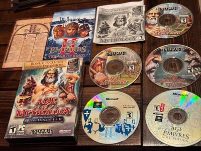 Lot Of 3 Age of Mythology, Titans Expansion Age Of Empires 2 and Gold Edition PC