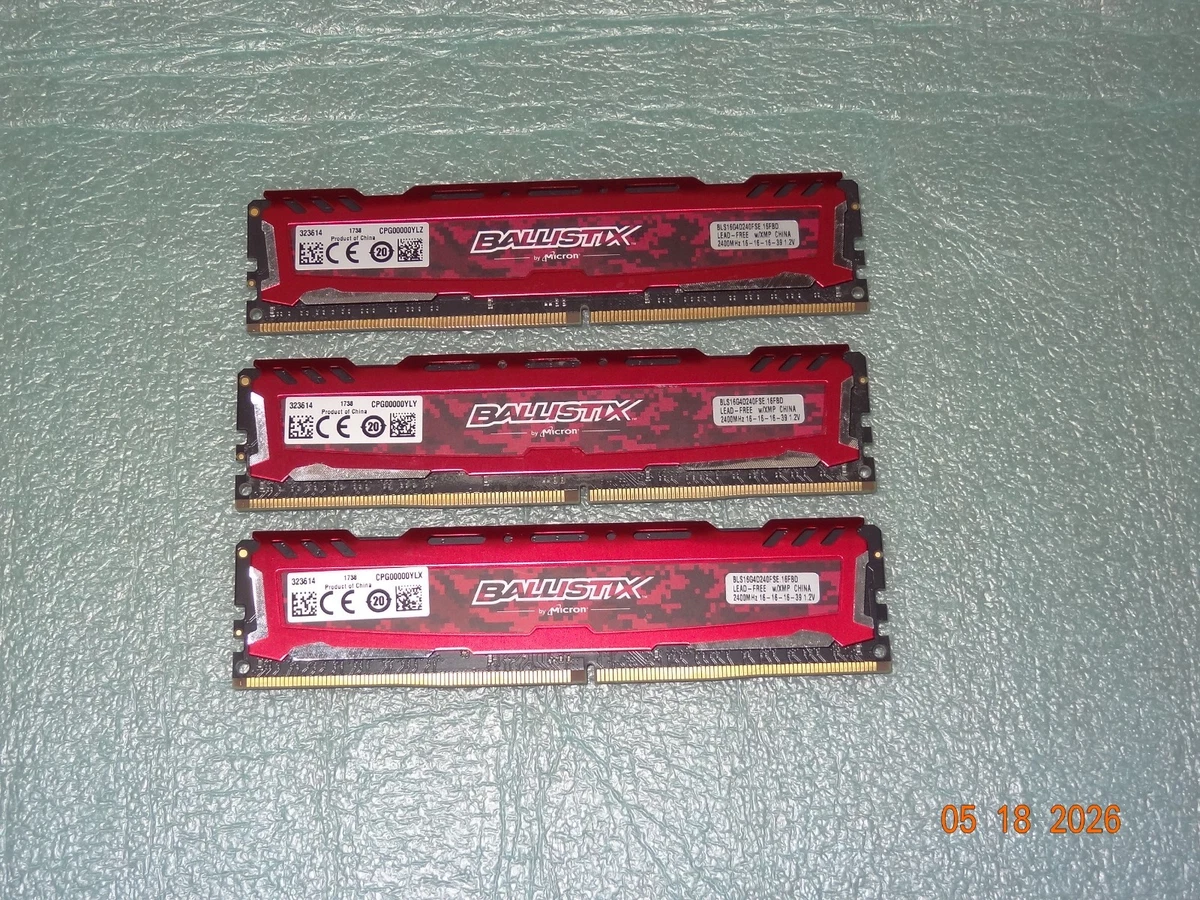 DDR4 SDRAM Ballistix 16 GB Capacity per Module Memory (RAM) for
