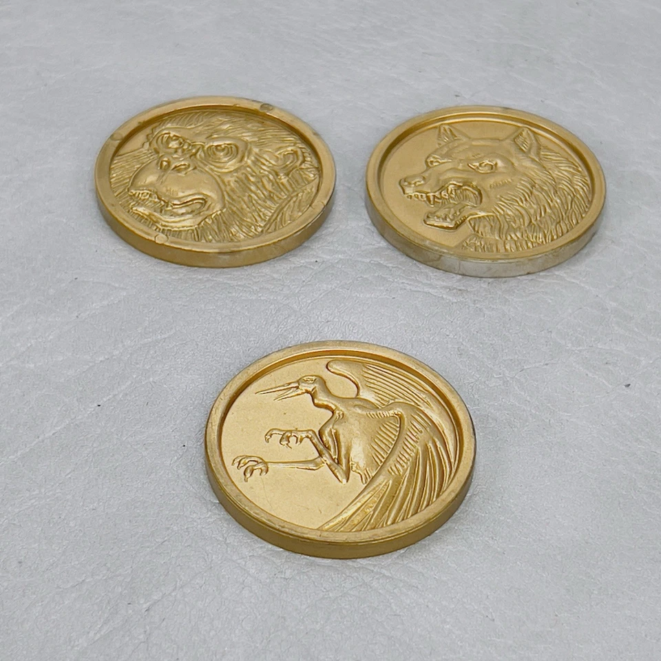 Vintage Mighty Morphin Power Rangers Wolf Frog Bear Bird Coin Lot Set Rare 1995 - Image 2 of 4