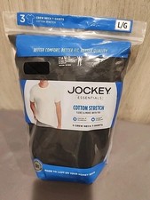 3-Pack JOCKEY ESSENTIALS Men  s Size Large   Crew Neck T-Shirts   Black