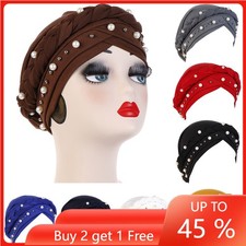 Loss Head Wrap Head Scarf Beads Braid Cancer Chemo Hat Muslim Women Turban Cap