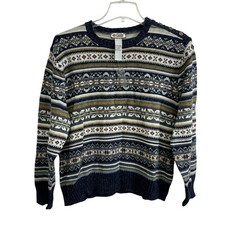 Vintage Tiara International Sweater Womens XL Blue Fair Isle Button Shoulder 00s