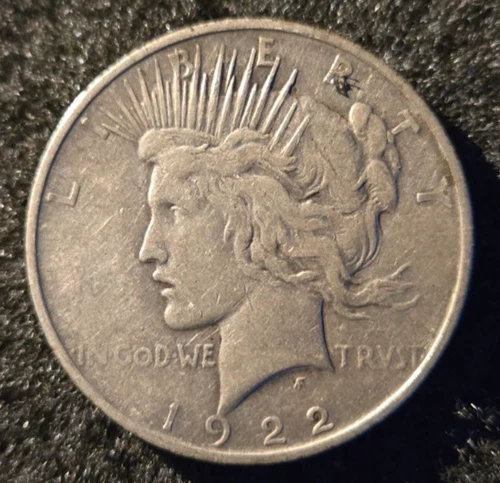 1922 LIBERTY PEACE SILVER DOLLAR COIN 90% SILVER VF