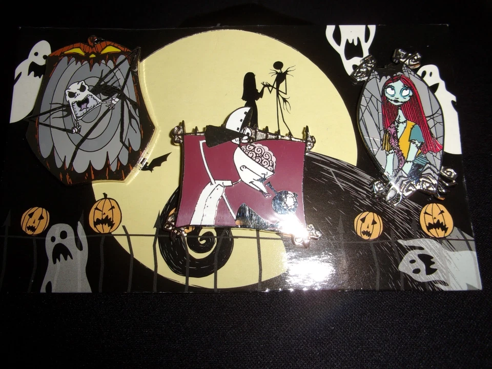 Disney Nightmare Before Christmas Sets 6 Character Pins On 2 Cards LE 750  - Image 2 of 4