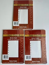 LOT NEW Day-Timer Lined Note Pages 2 Pads 24 Sheets 5.5" x 8.5" Desk Size Refill