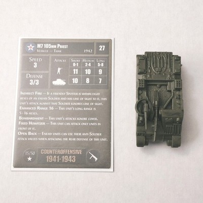 Axis & Allies Miniatures COUNTEROFFENSIVE M7 105mm Priest with card 15/50