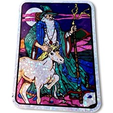 Retro Unicorn Prism Wizard Sticker Holographic 1980s Vintage REPRODUCTION Decal