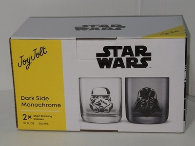New Joy Jolt Star Wars Dark Side Monochrome Set Of 2 10oz Short Drinking Glasses