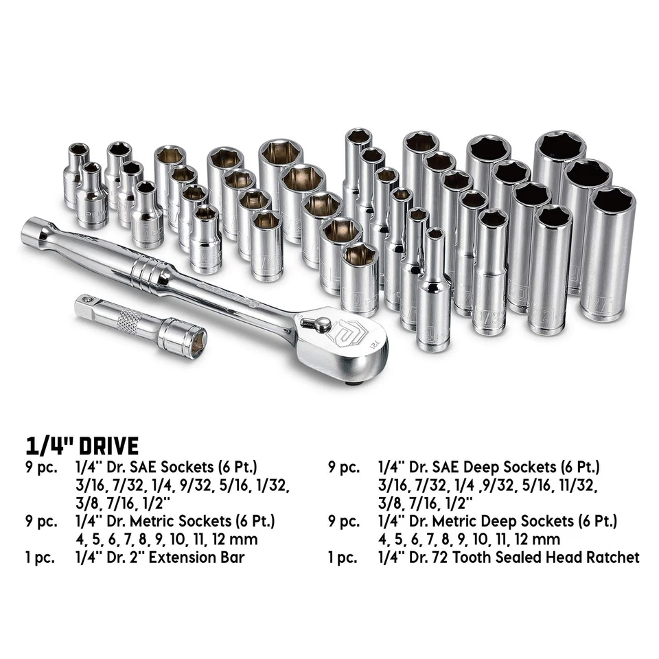 Powerbuilt 642450 38 Piece 1/4-inch Drive Mechanics Tool Set - with SAE and M... - Image 3 of 4