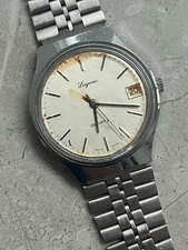 Lugano Vintage Swiss Made Quartz Date Watch White Dial 36mm Silver Bracelet