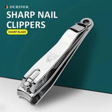 Stainless Steel Nail Clippers Sharp Curved Edge w/ File  Cleaner for Men Women