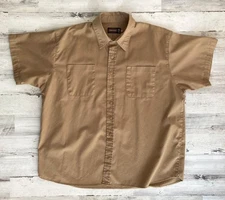 JESSE JAMES Industrial Work Wear Shirt Short Sleeve Beige Button Front Men's 3XL