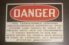 Vintage Porcelain Electric Utility Danger Sign 20" x 14" Transformer PCB