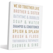 Boho Kids Bathroom Wall Art Decor, Girls Boys Toddler Bathroom Decor, Pastel