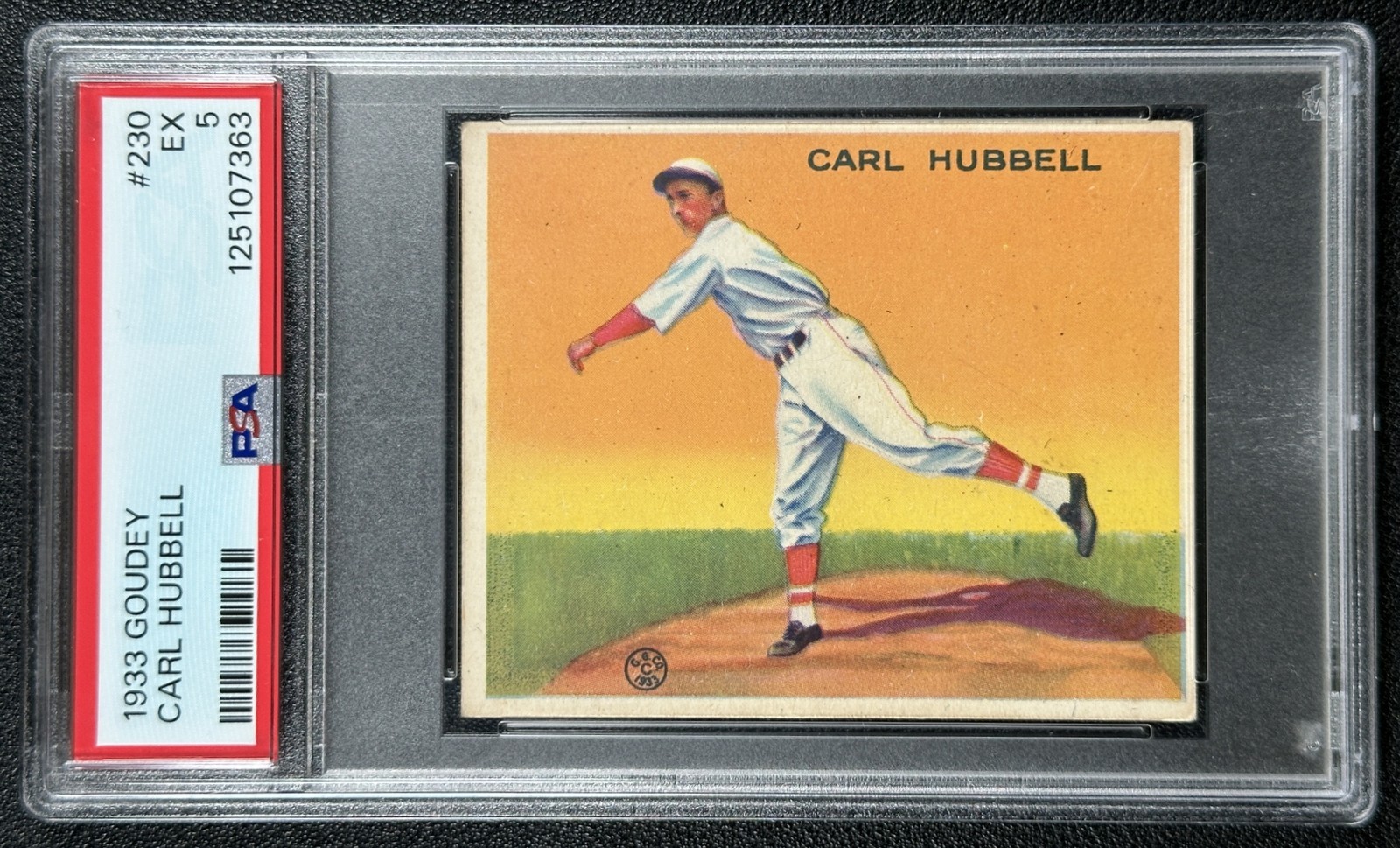 CARL HUBBELL PSA 5 1933 GOUDEY R319 #230 ROOKIE CARD RC GIANTS EX