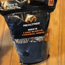Realtree Men's Thermal Long Sleeve Crew Neck Waffle Texture Shirt Size MED BLACK