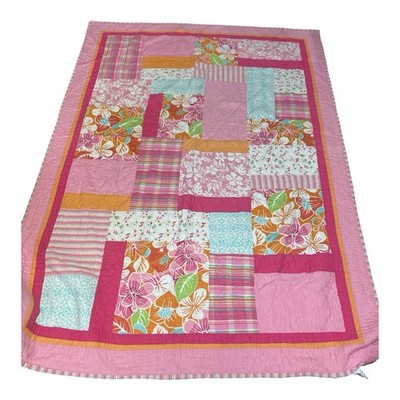 Y2K Vinage Do Your Room Girlie Pink Hawiian Patchwork Quilt Twin 