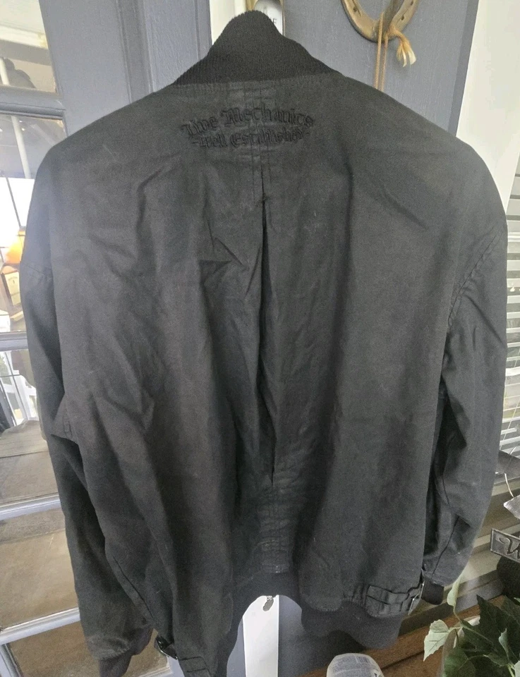 LIVE MECHANICS Black Nylon  Jacket Men’s 2XL / Y2K Casual Party Biker Coat - Image 3 of 3