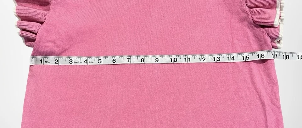 Suéter THML para mujer manga pequeña con volantes cuello redondo pulóver TMK1815-PK tejido Top Foto 4 de 4