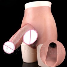 Huge Realistic Hollow Pants Silicone High Waist Penis Sleeve Panties Men Extend