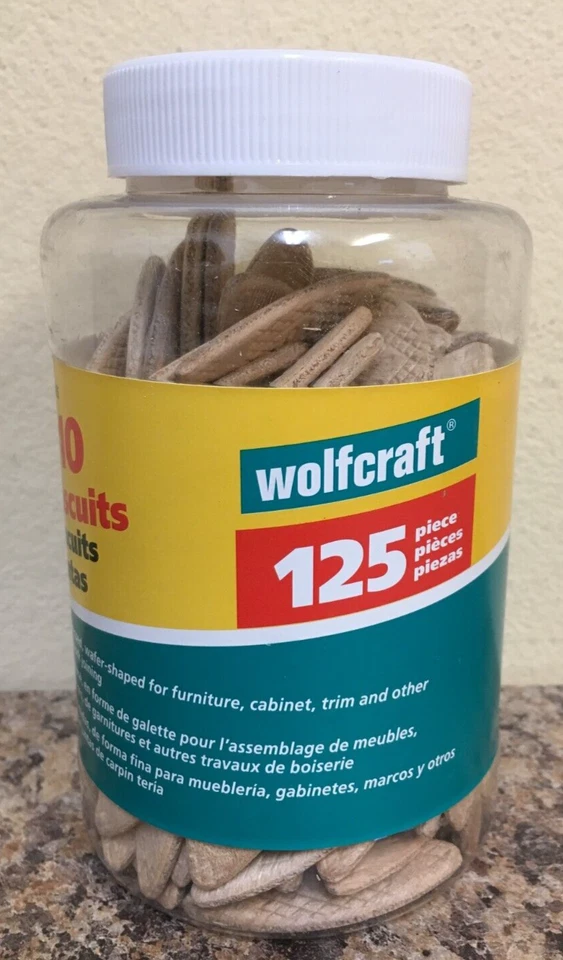 Wolfcraft 2991405 #10 Compressed Wafer-Shaped Wood Joining Biscuits 125 Pc. Jar - Изображение 2 из 4