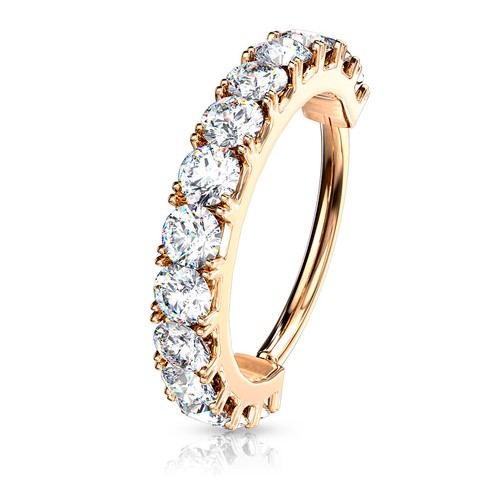 Unisex Full Circle CZ Nose Ear Ring Bendable Prong Set 316L Surgical Steel 20g - Picture 3 of 5