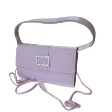 Party Satin clutch bag woman With Rhinestones/Studs, Lavender