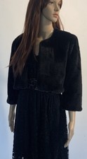 Bc Glamorous Black Mink Faux Fur Party Box Jacket Uk 12 Rrp £98.00