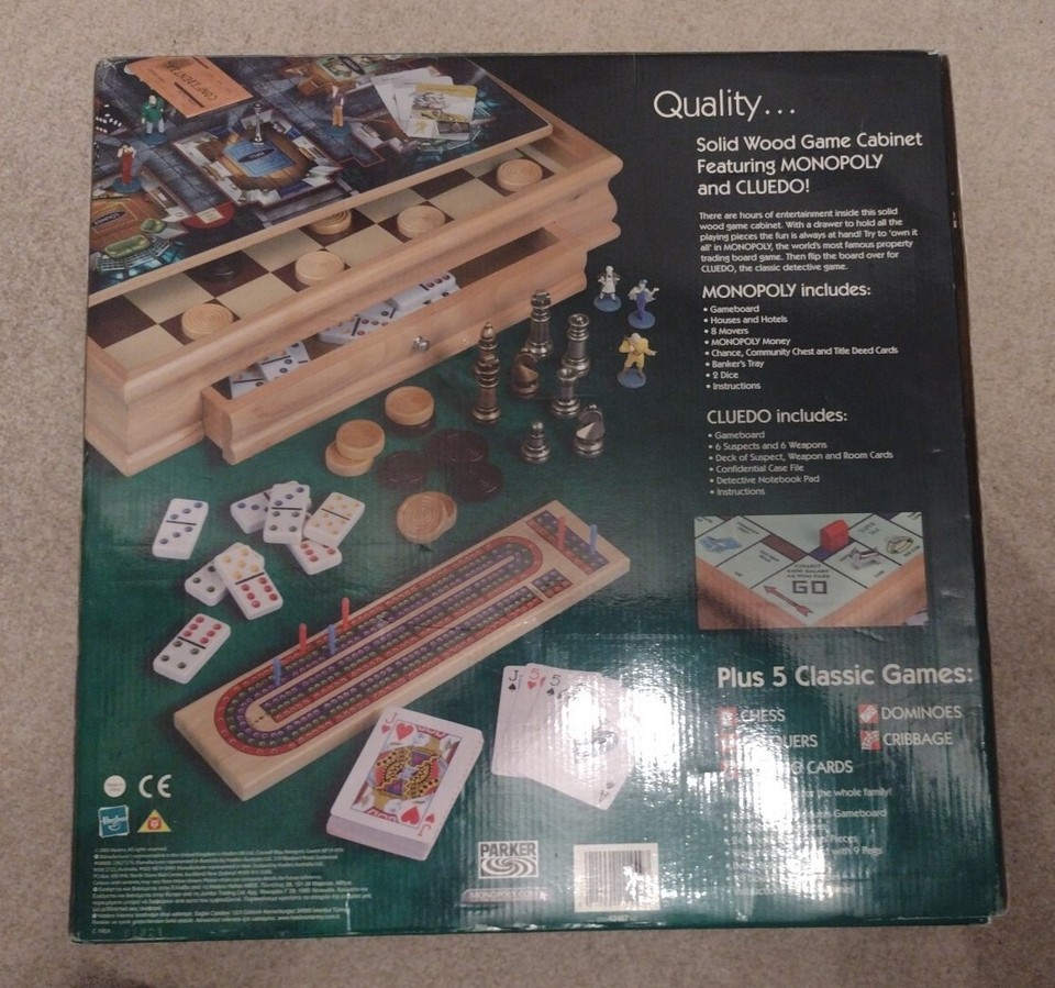 Monopoly & Cluedo Board Games Compendium Table Top Wooden 7