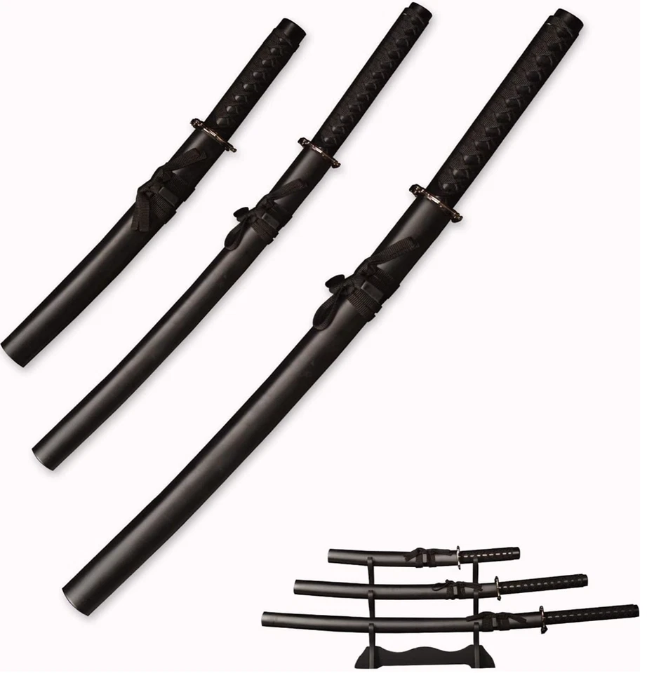 【FLAW】Japanese Samurai Sword 3PC set,1060 Carbon Steel Katana sharpen,3 options - Image 2 of 4