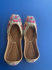 US 6 to 8NEW WOMEN KHUSSA SHOES PUNJABI JUTTI MOJARI BALLET FLAT SANDAL DD183G