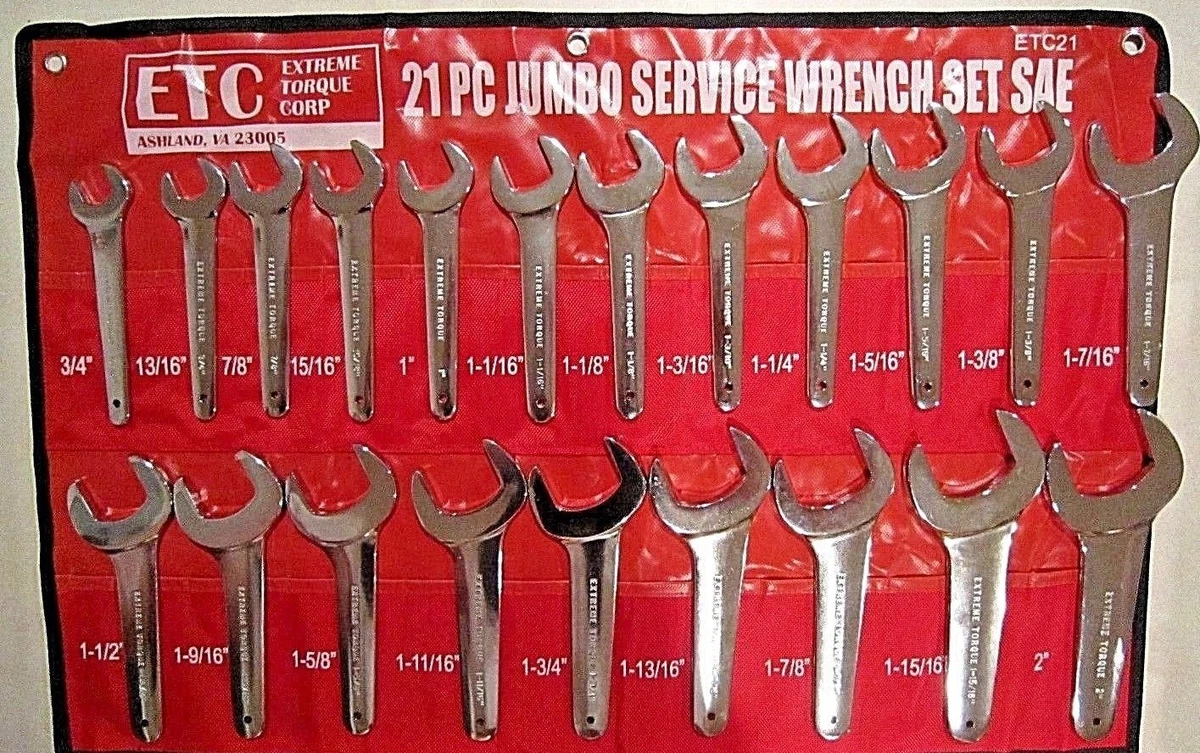 SAE 21 pc Jumbo Hydraulic Line Service Large Open End Wrench Set