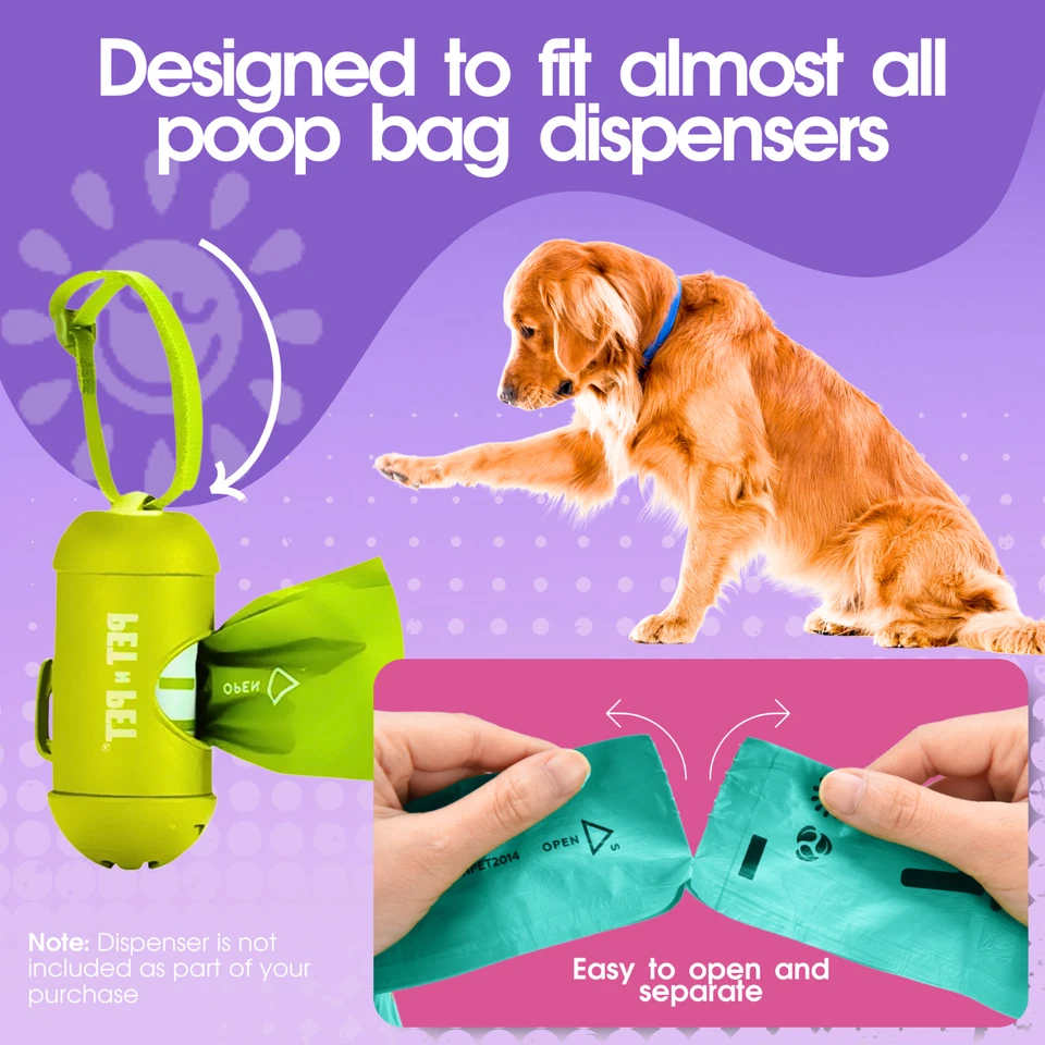 Bolsa para caca de perro lavanda perfumada Pet N Pet colorida 720 cuentas bolsas para perros caca Foto 3 de 4