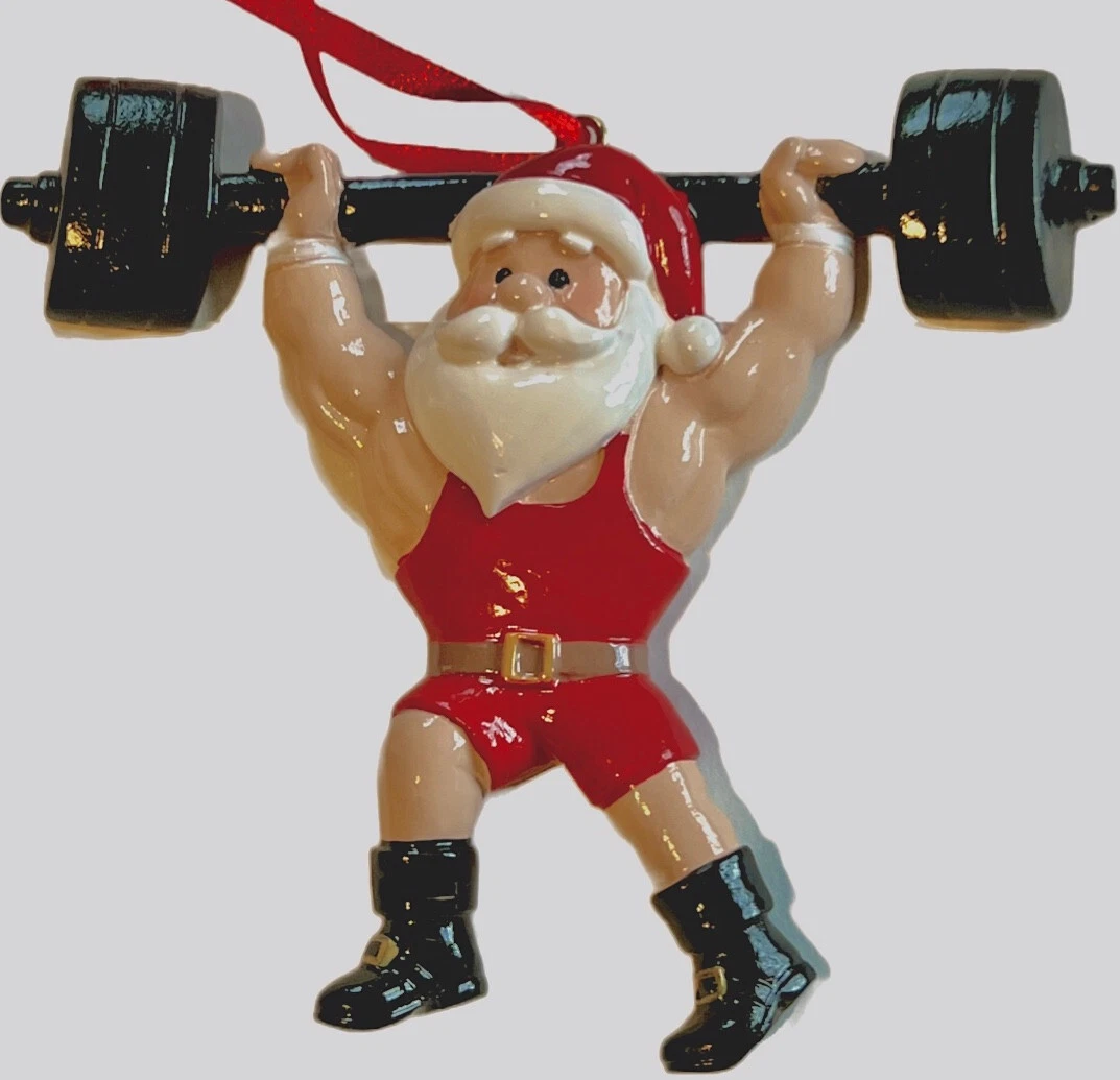 Santa Claus Weight Lifter Christmas Ornament Weight Lifter Pump Iron Gym  Gift