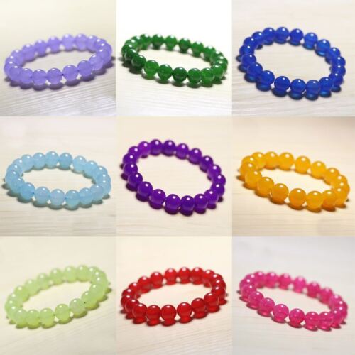 Hot Sale 6mm 8mm 10mm Multicolor Gemstones Round Beads Bangle Bracelet 7.5" AAA+ - Picture 1 of 21