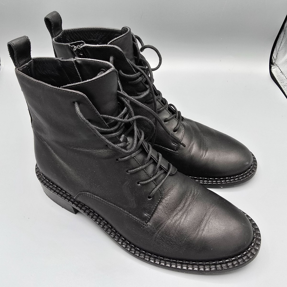 Vince Black Leather Cabria Lace Up Boots Size 9 NEW NWT Vince Cabria Black Leather Lug Sole Boots Women main image 3